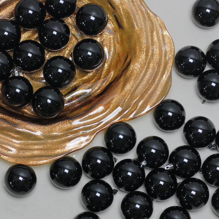 Northlight 60ct Jet Black Shatterproof Shiny Christmas Ball Ornaments 2